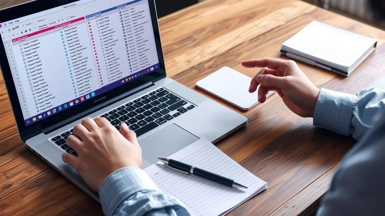 person analysant une liste de noms de domaine sur un ordinateur