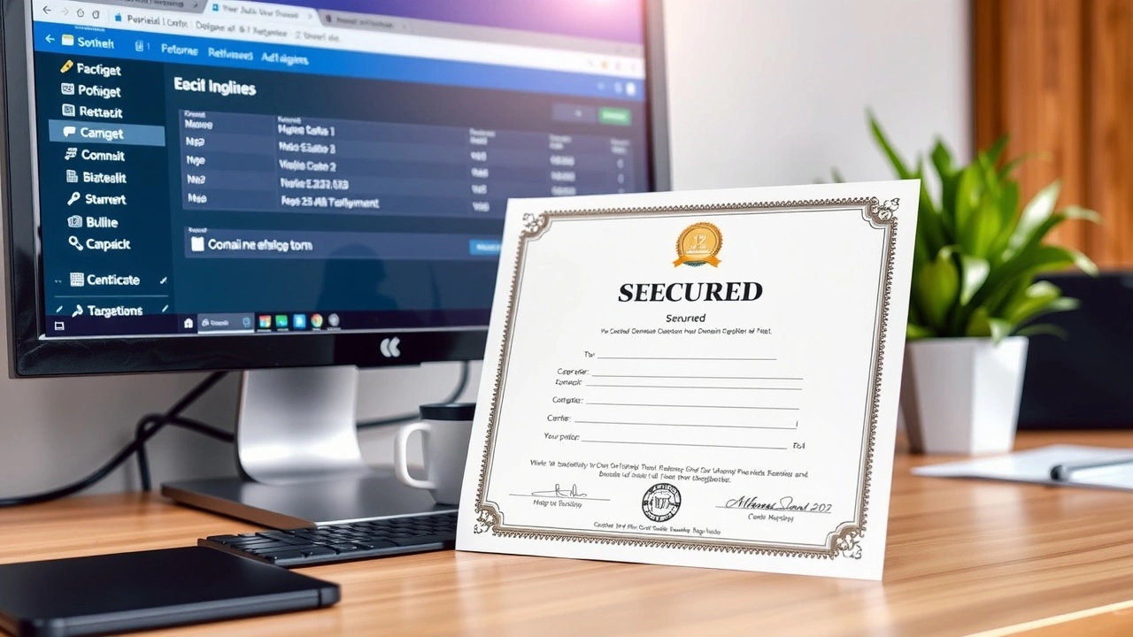 certificat de nom de domaine sécurisé sur un bureau