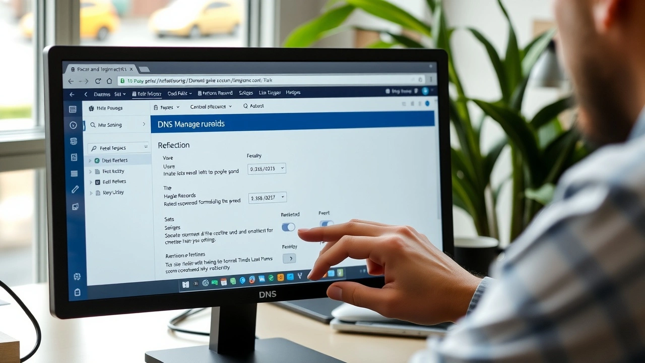 person configurant les paramètres DNS sur un ordinateur