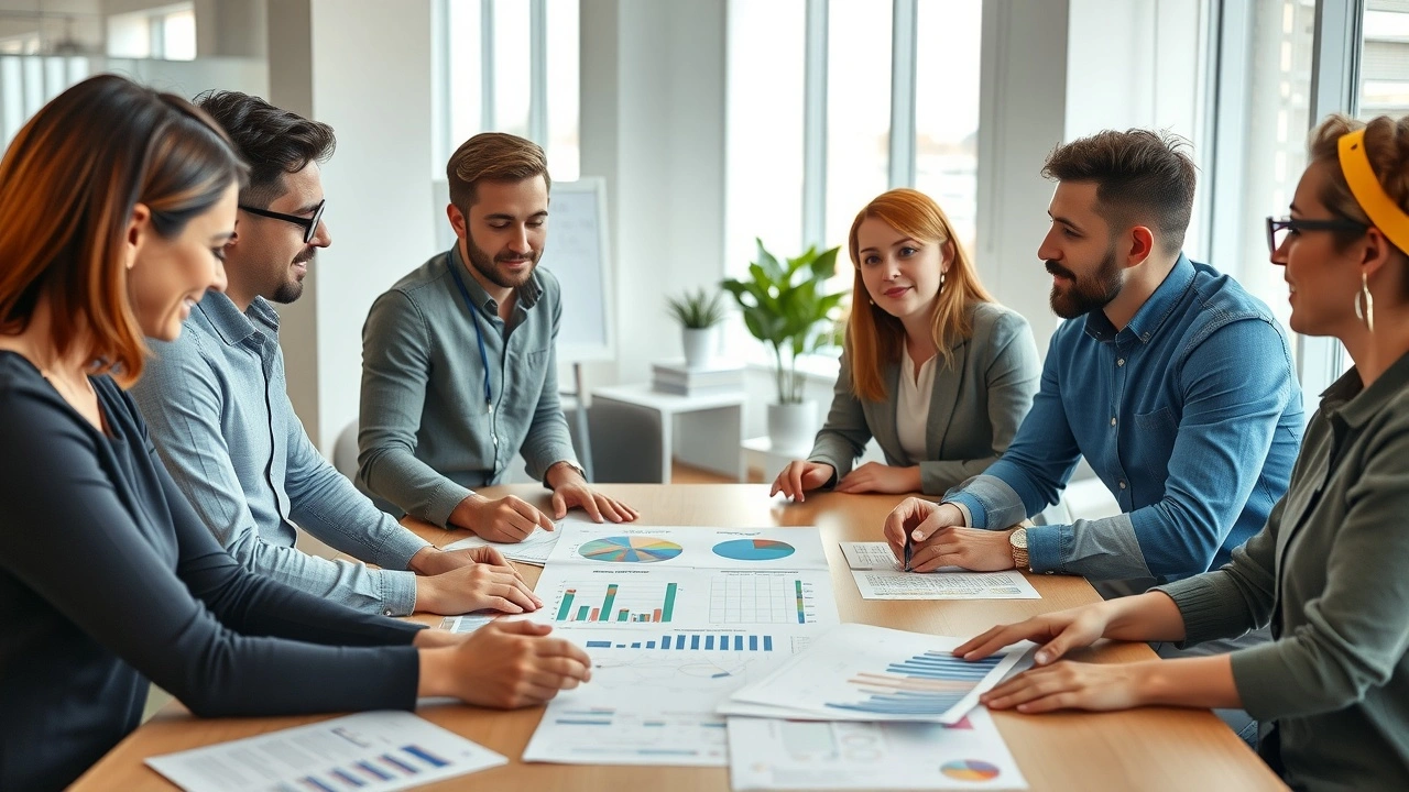 groupe de personnes en discussion dans un bureau moderne