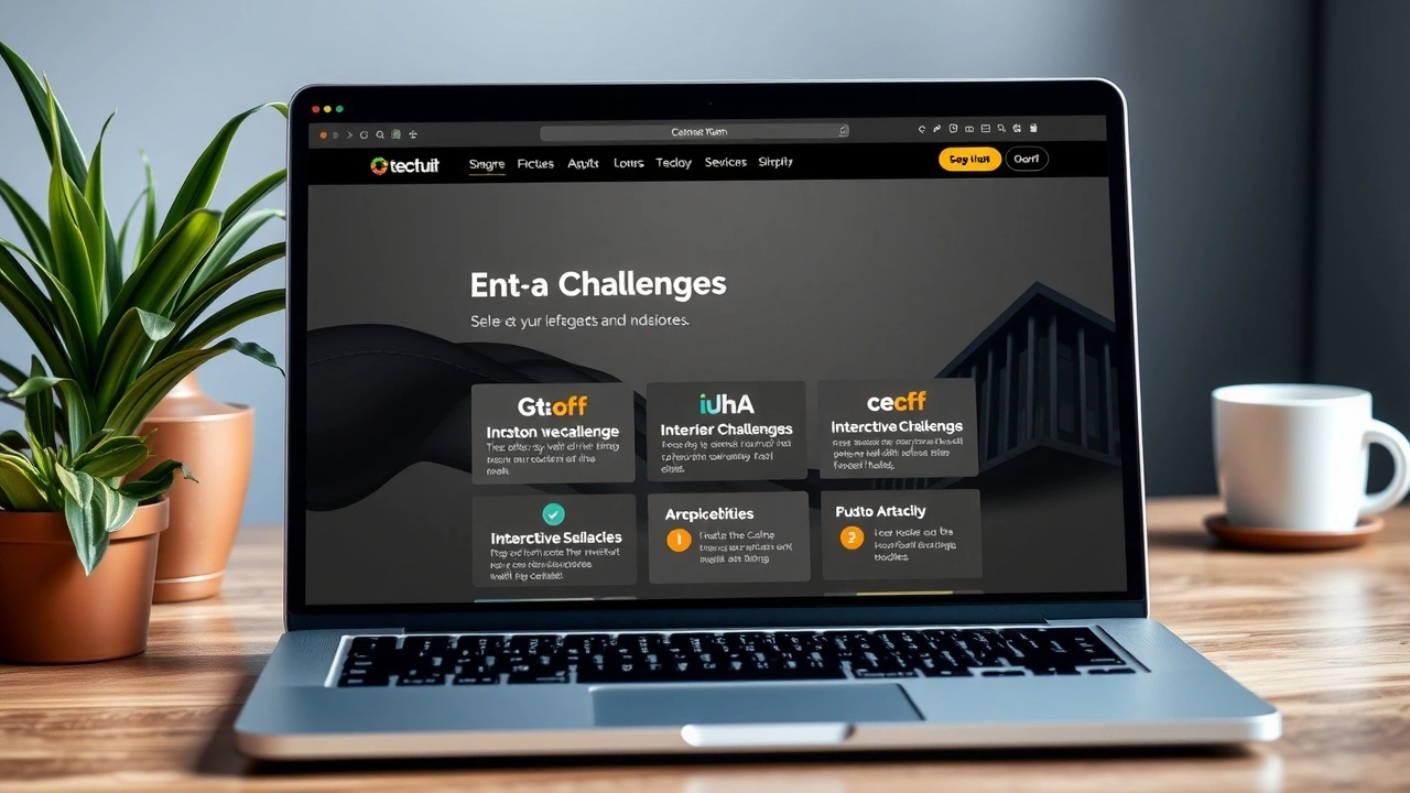 interface de mini-site interactif sur un ordinateur portable