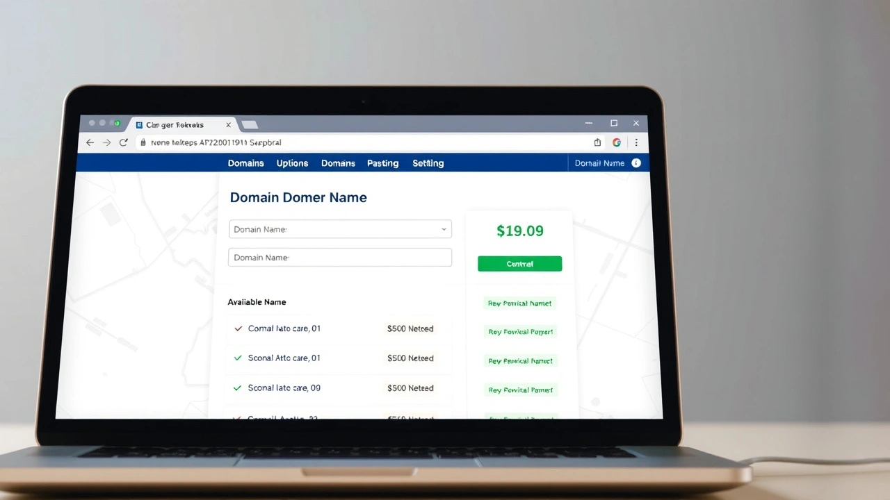 un ordinateur portable affichant des options de noms de domaine
