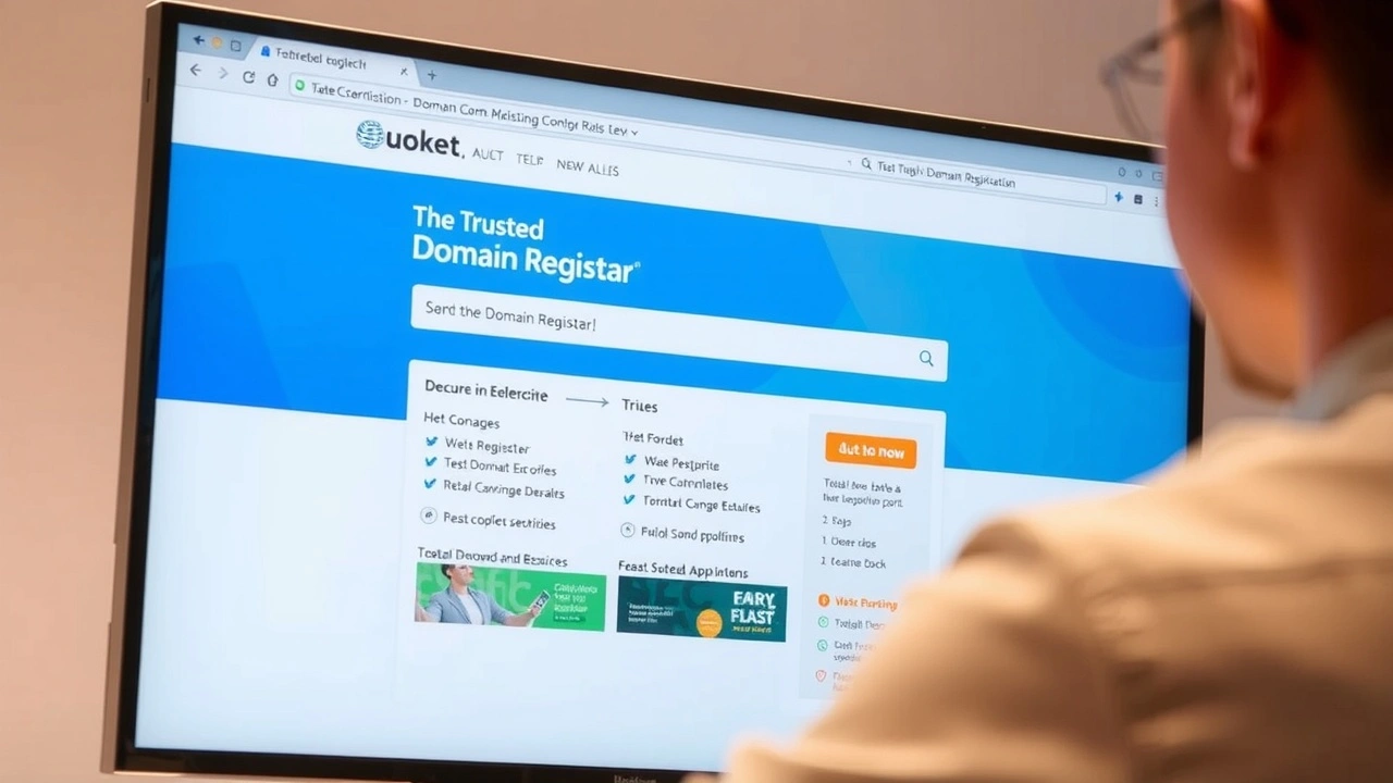 écran d'ordinateur avec un site de registrar de domaine