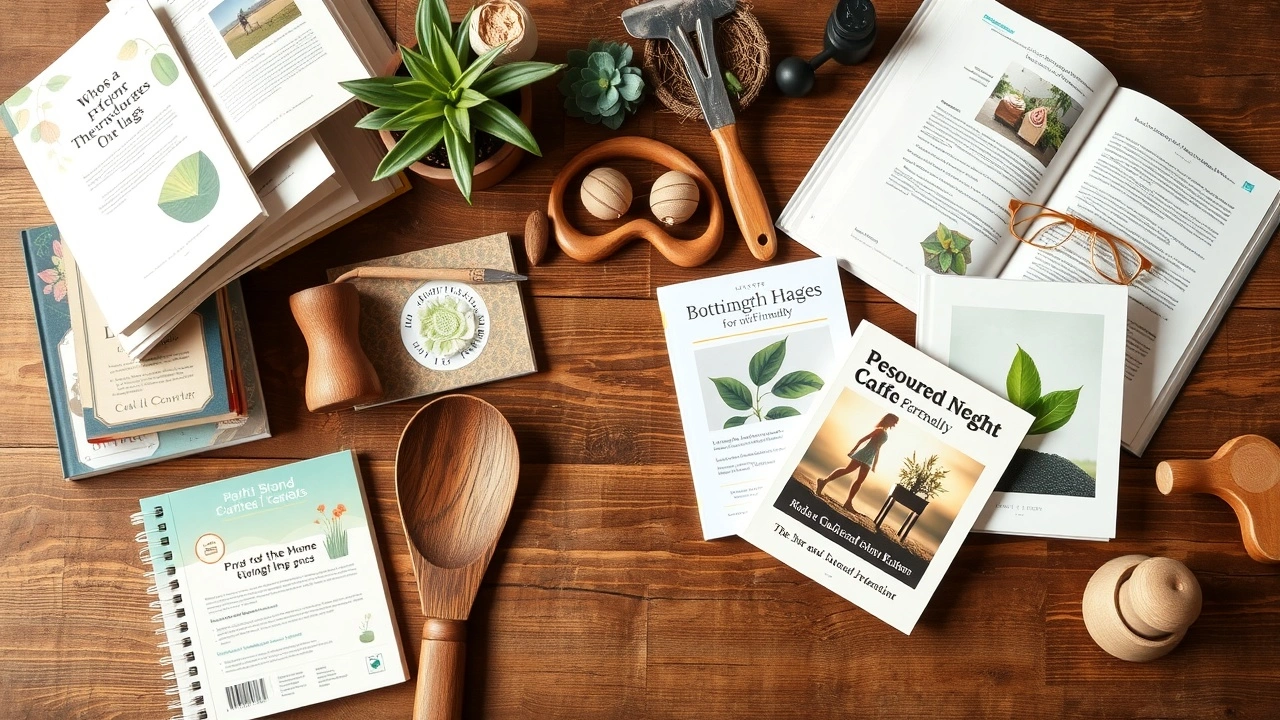 collection de ressources écologiques sur une table en bois