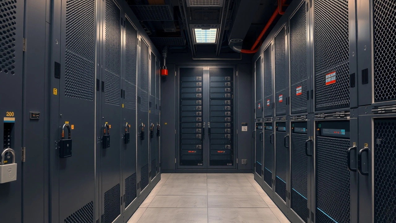 salle de serveur sécurisée avec des dispositifs de sécurité