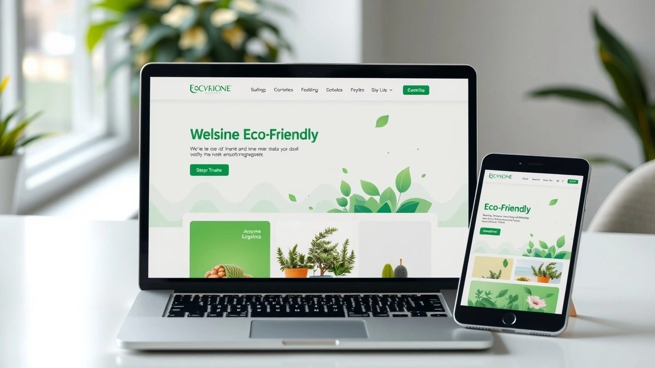 site vitrine eco-responsable sur ordinateur et tablette