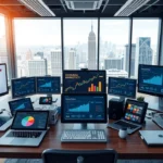 Une illustration d'un espace de travail sur les stratégies de marketing digital.