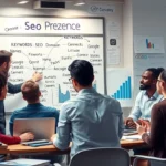 Scène de personnes travaillant sur des stratégies de noms de domaine pour le SEO