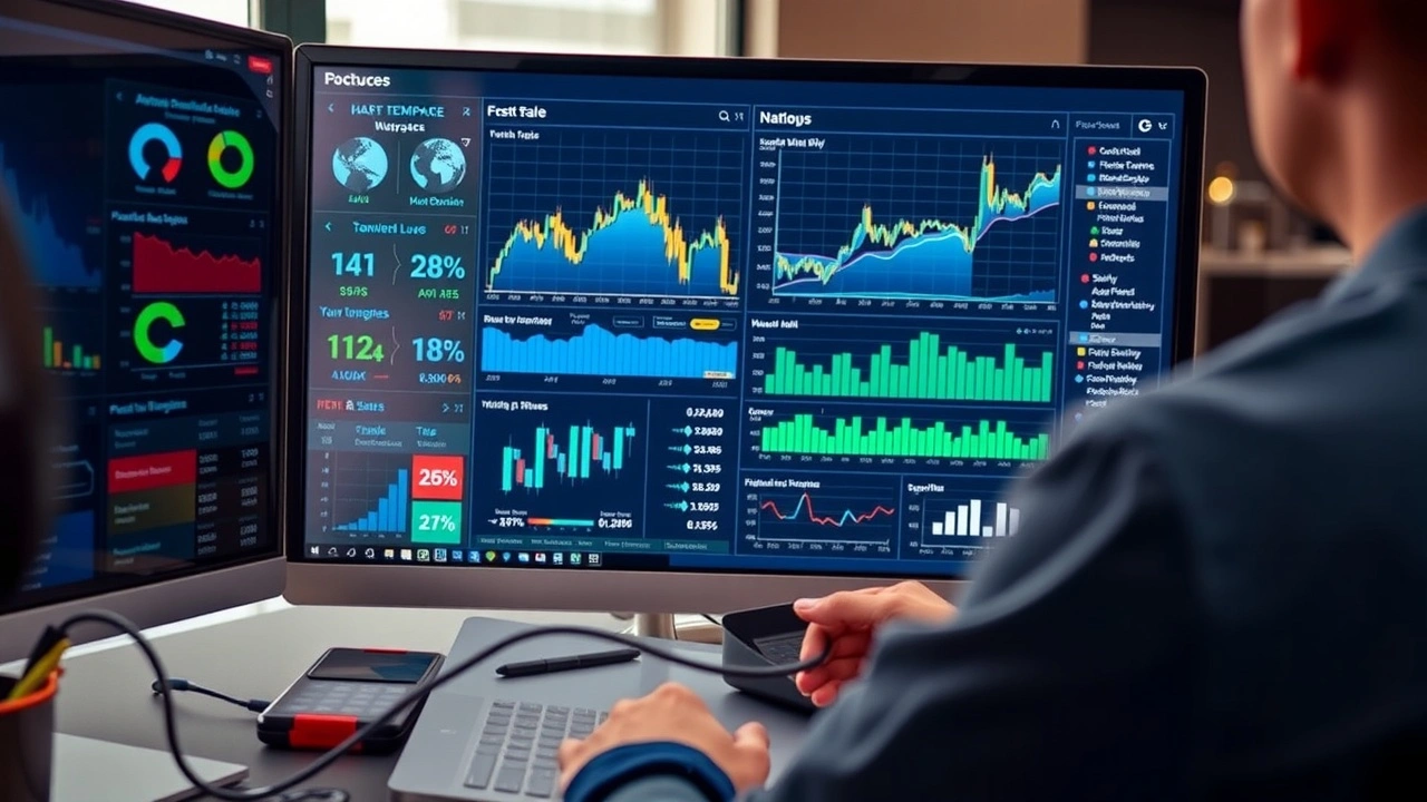 person utilisant un ordinateur pour analyser des données de marché