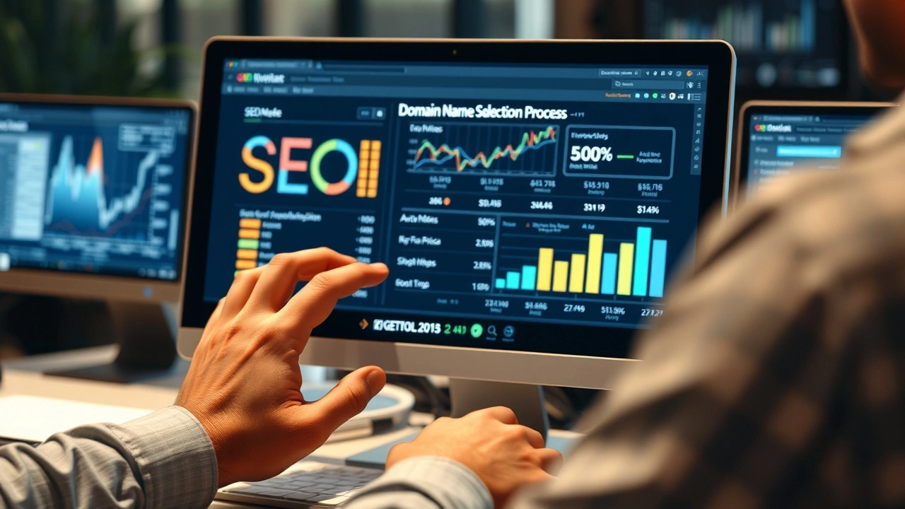person regardant des metrics SEO sur un écran d'ordinateur