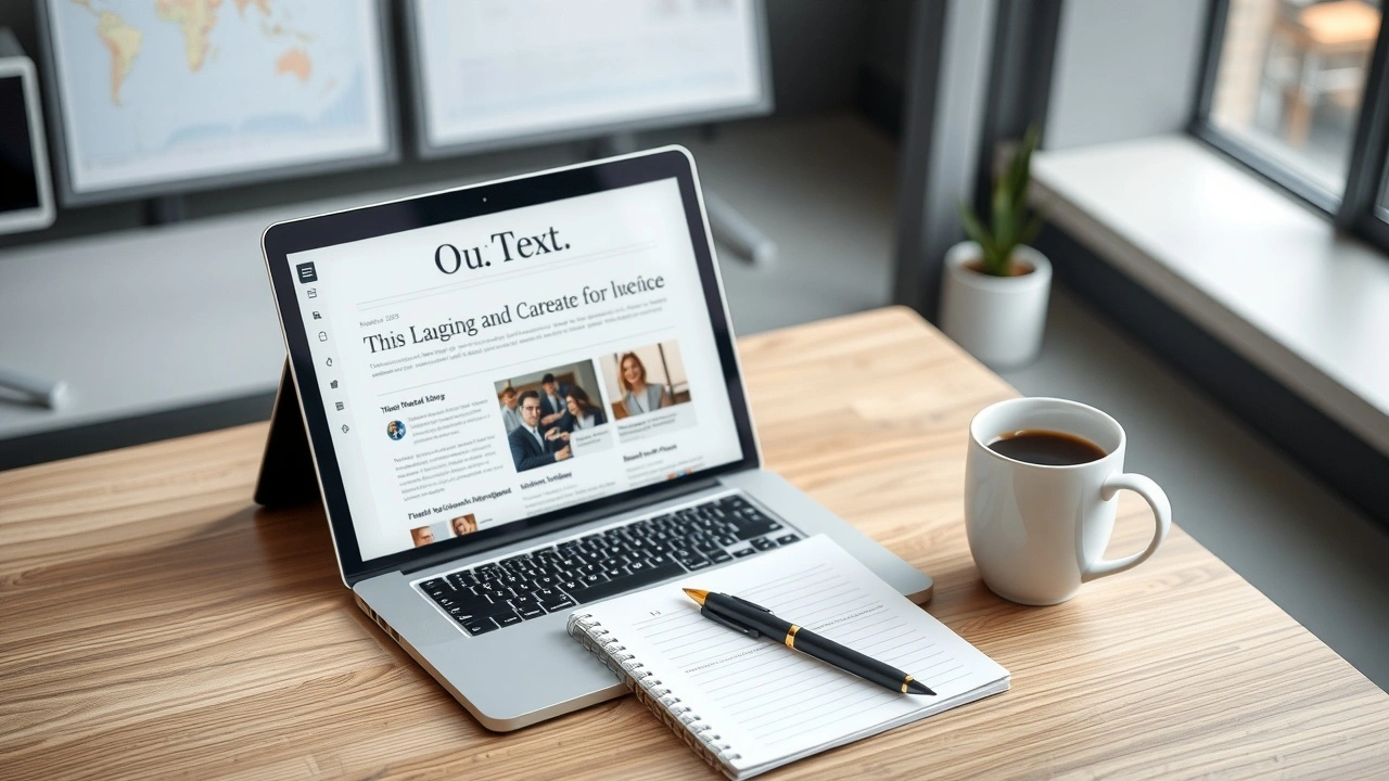 bureau moderne avec ordinateur et articles imprimés