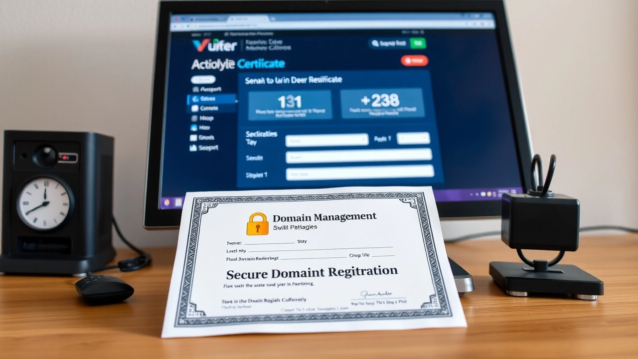 certificat d'enregistrement de domaine sur un bureau