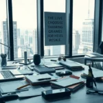 Un entrepreneur réfléchissant à des idées de noms de domaine dans un environnement de travail moderne.