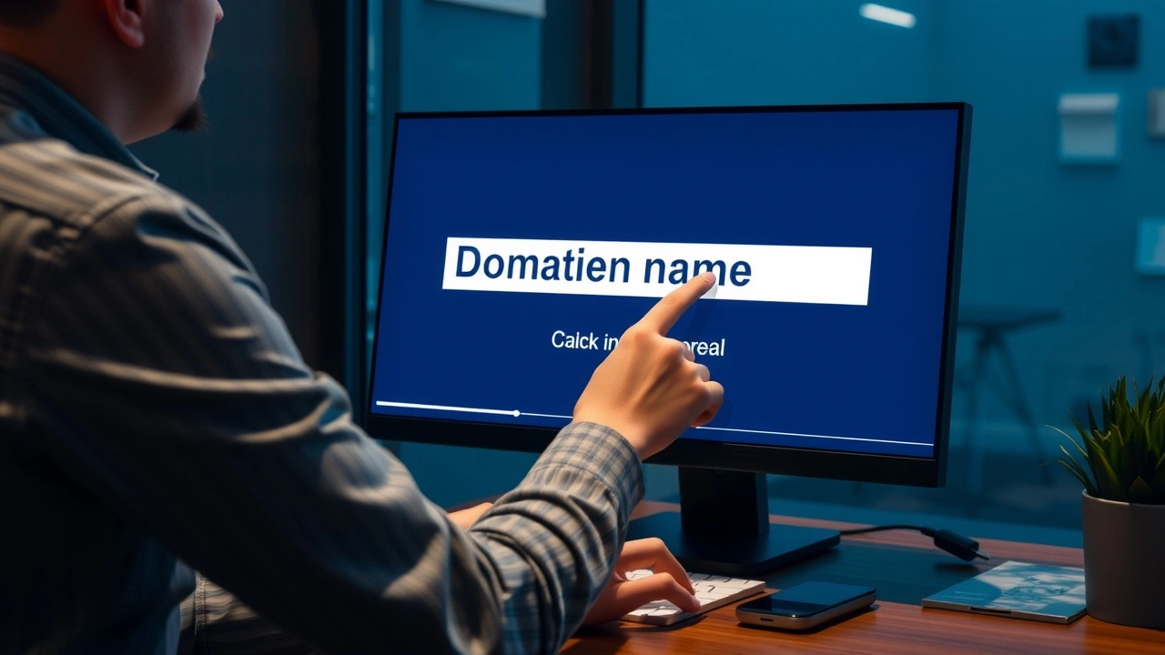 person choisissant un nom de domaine sur un ordinateur