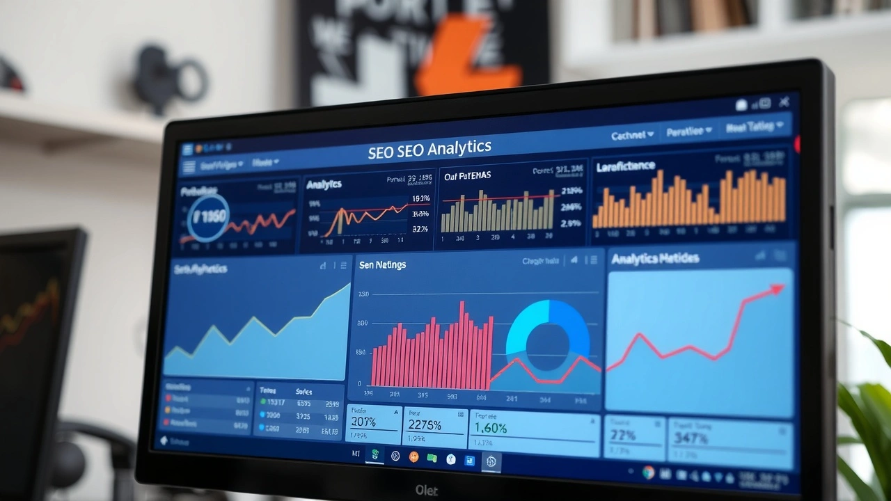 ecran dordinateur avec graphiques danalyse SEO