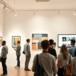 Une image d'une galerie d'art en ligne mettant en valeur des artistes émergents.