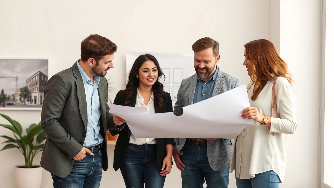 Groupe de personnes discutant d'un projet de location