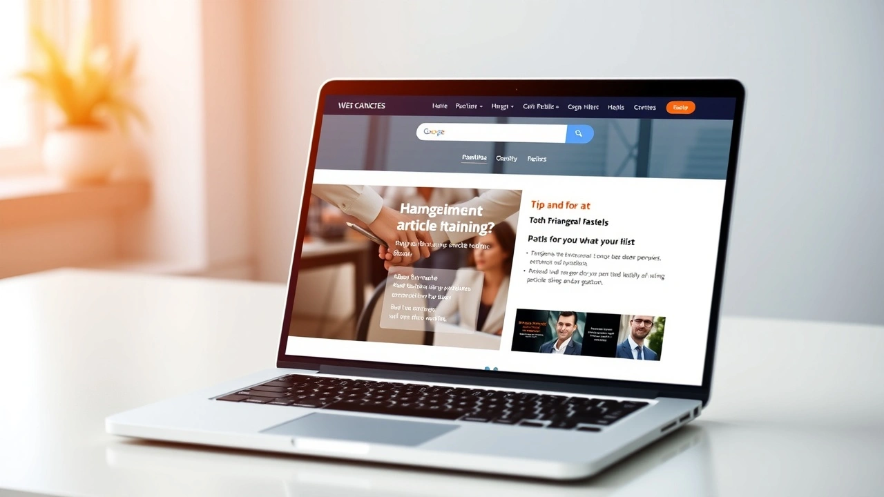 mini-site de conseils financiers sur un écran d'ordinateur