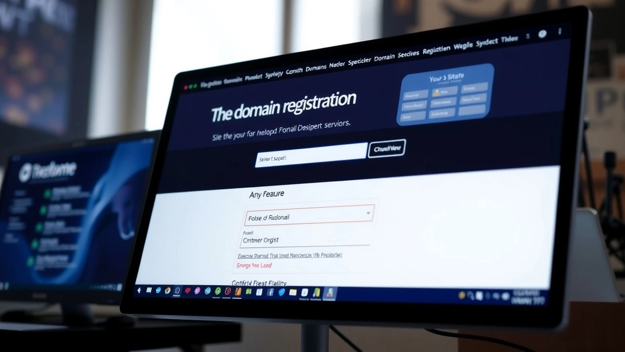 ordinateur affichant un site d'enregistrement de domaine