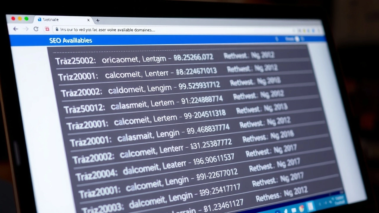 écran d'ordinateur montrant une liste de noms de domaine