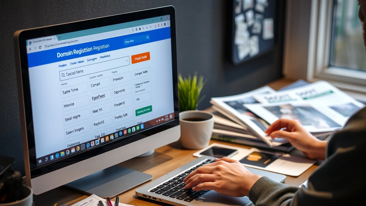 ordinateur affichant des options de noms de domaine
