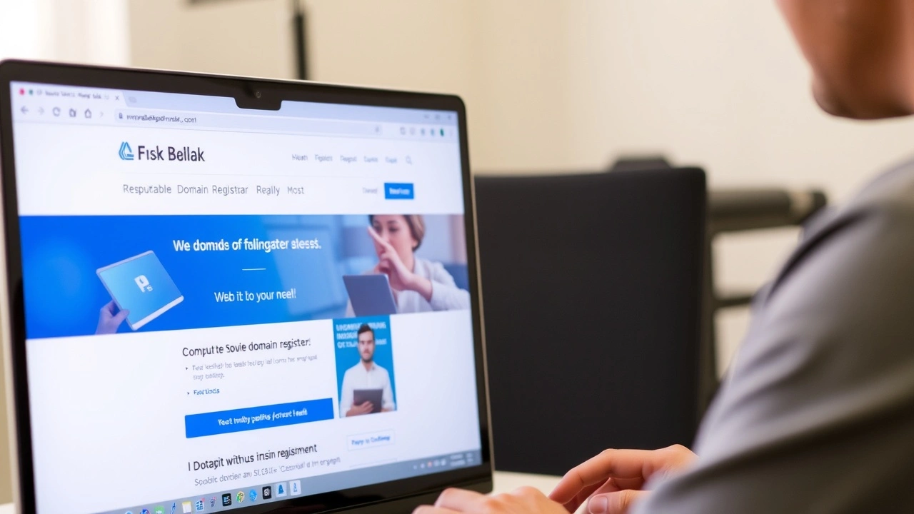 ordinateur affichant un site de registrar de domaine fiable