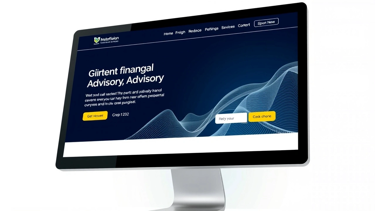site vitrine de conseils financiers sur un ordinateur