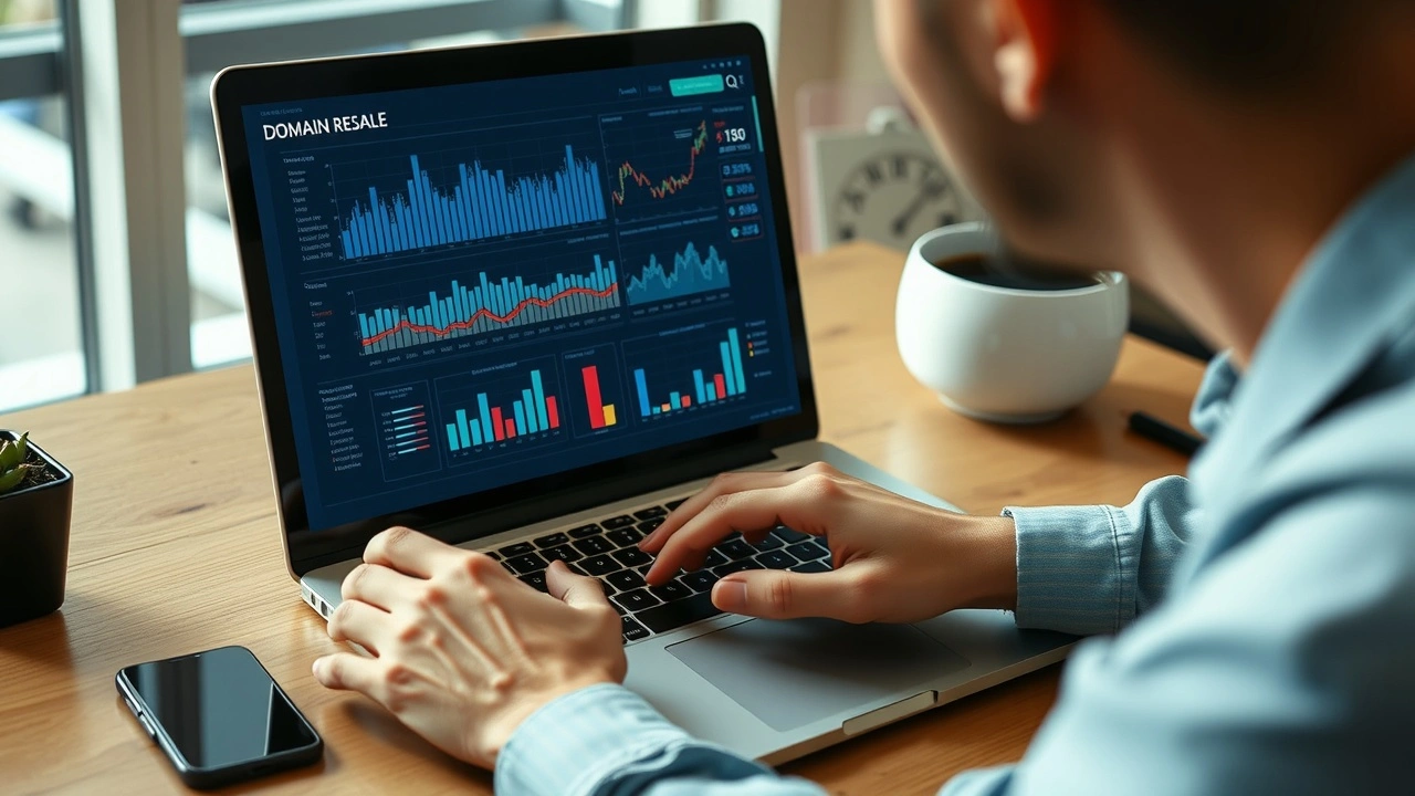 une personne analyse des graphiques de revente de domaine