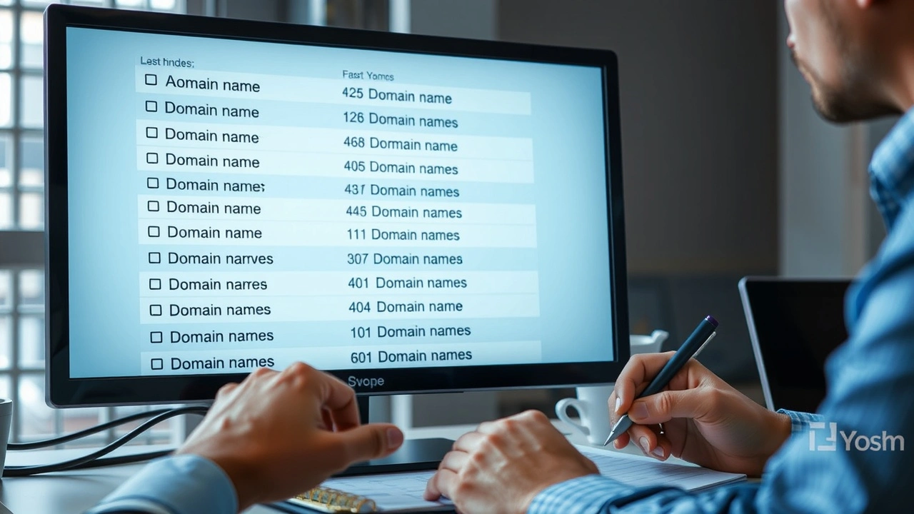une personne analysant des suggestions de nom de domaine