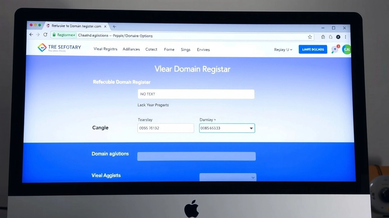 écran d'ordinateur avec un site de registrar de domaine
