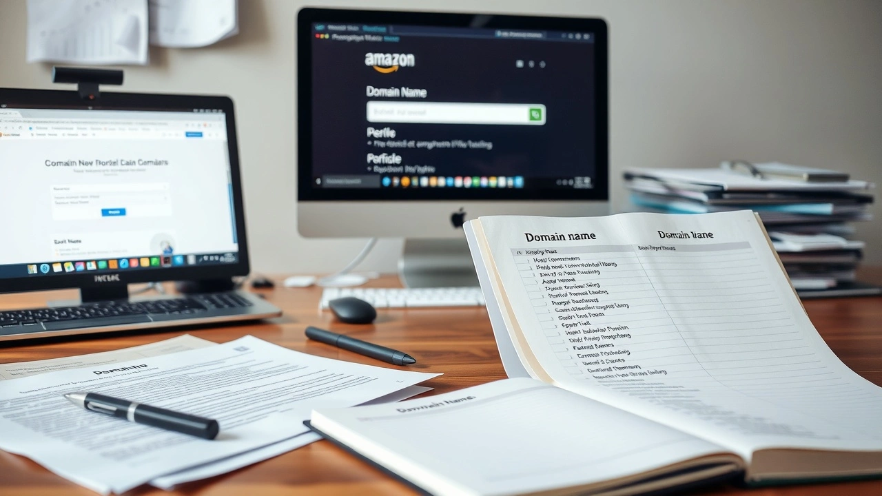 espace de travail avec documents d'enregistrement de domaines