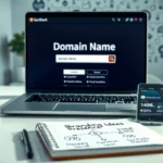 Un espace de travail moderne pour le choix de noms de domaine et la gestion de la présence en ligne.