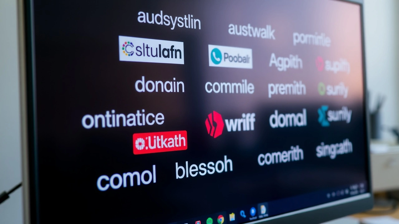 différents types d'extensions de noms de domaine sur un écran