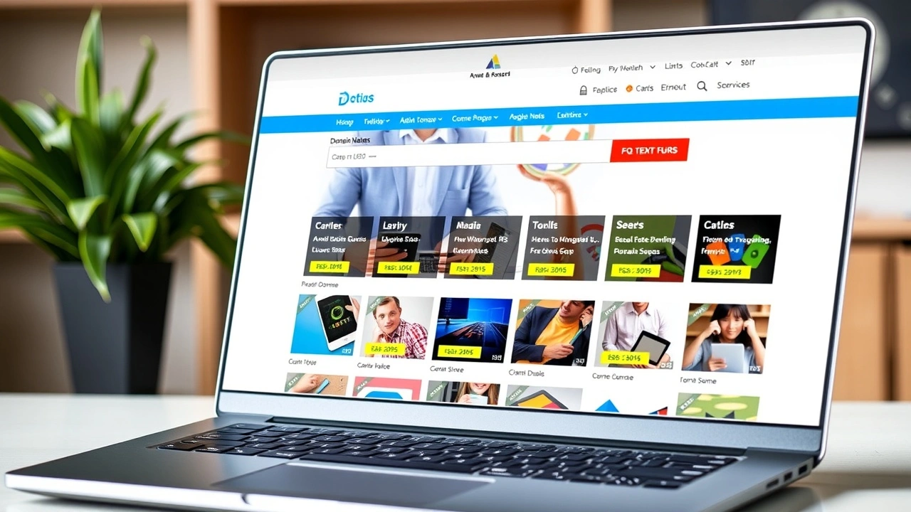 ordinateur portable montrant un site de vente de noms de domaine