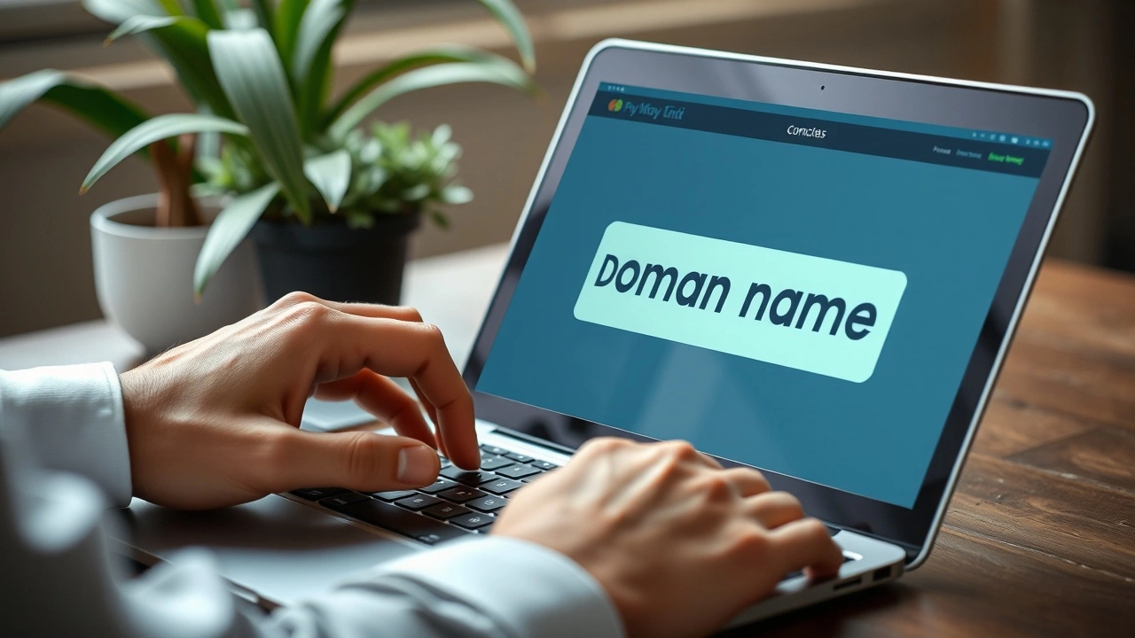 person achetant un nom de domaine sur un ordinateur