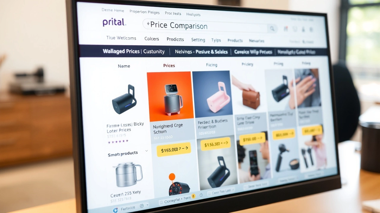 interface de site de comparaison de prix sur écran d'ordinateur