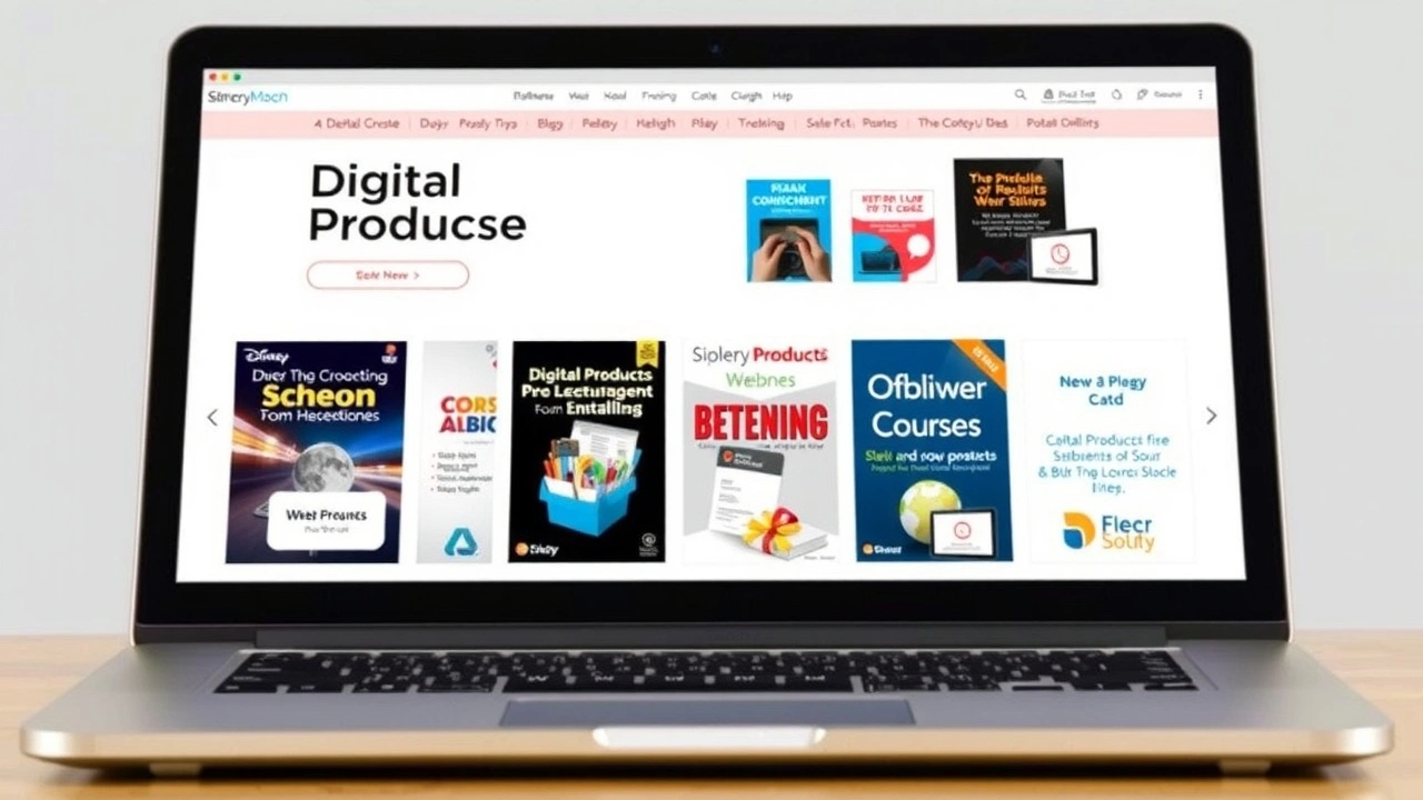 image d'un site de vente de produits numériques sur un ordinateur